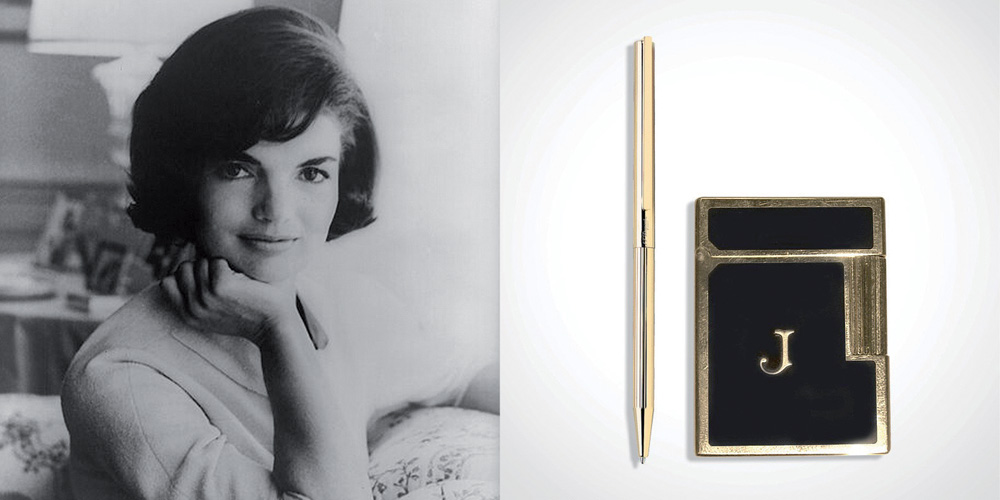 Jackie Kennedy with her pen and lighter_1
