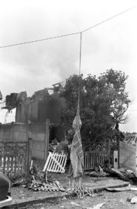 View of a destroyed house, in Goussainville, near Le Bourget airport, 04 June 1973, after a Tupolev 144 crashed during the Paris Air Show, killing all six on board and eight on the ground, destroying 15 houses. The Tupolev Tu-144 was the first Soviet supersonic transport aircraft, constructed under the direction of the Soviet Tupolev design bureau headed by Alexei Tupolev.,Image: 68219689, License: Rights-managed, Restrictions: , Model Release: no